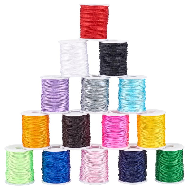 PH PandaHall 150 Yards 0.8mm Nylon Beading String for Bracelet, 15 Colors Chinese Knotting Cord Nylon Bracelet Thread Kumihimo Macrame Thread Cord for Friendship Bracelets Necklace Macrame Wind Chime - Image 1